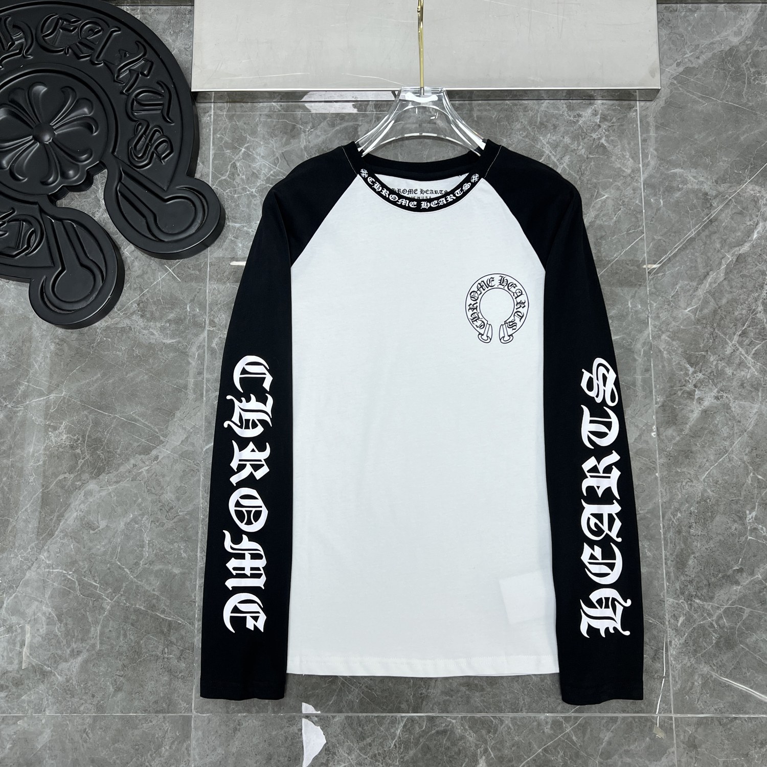 Ch*0me He**ts Ch*0me He**ts white black baseball longsleeve
