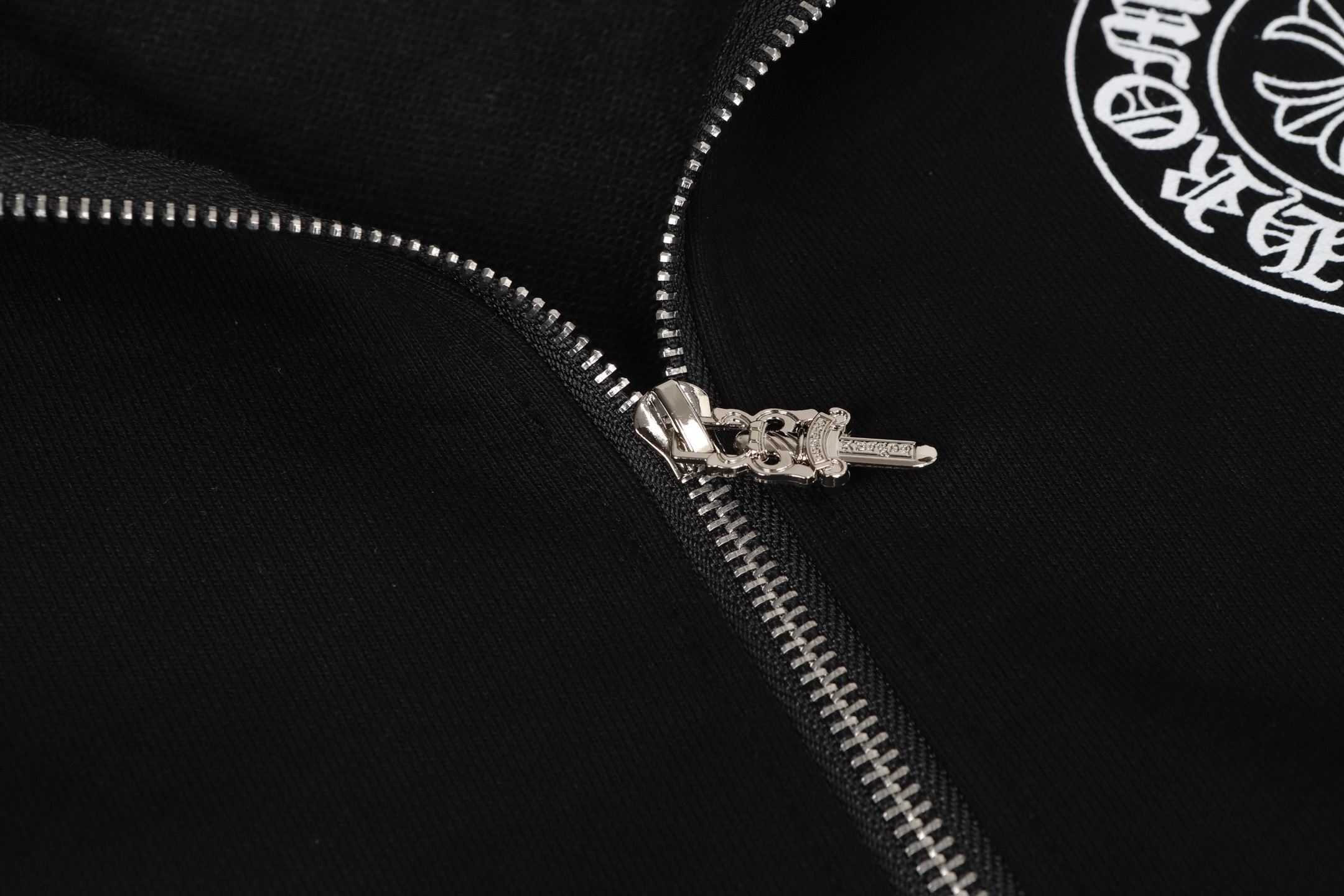 Ch*0me heart black zip up hoodie