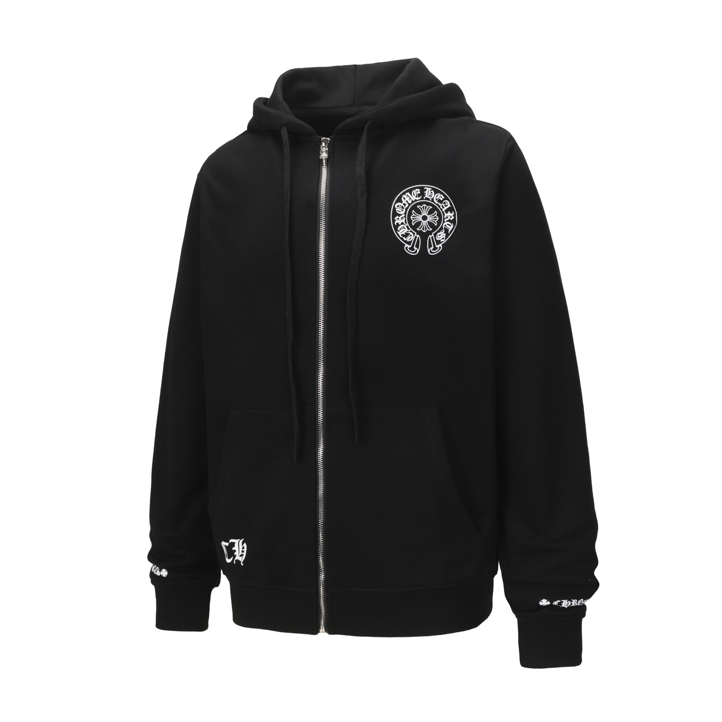 Ch*0me heart black zip up hoodie