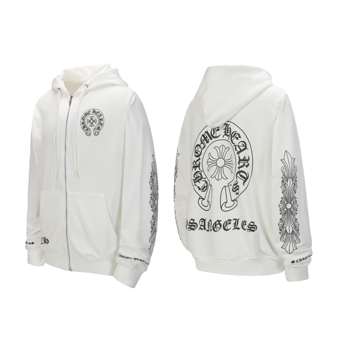 Ch*0me heart white zip up hoodie